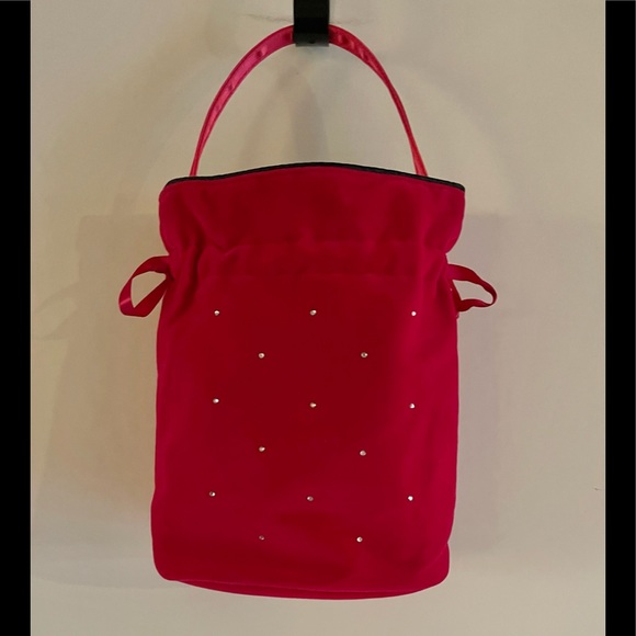 Victoria’s Secret Hot Pink Velvet Mini Bucket Bag with Scattered Rhinestones - Picture 2 of 11